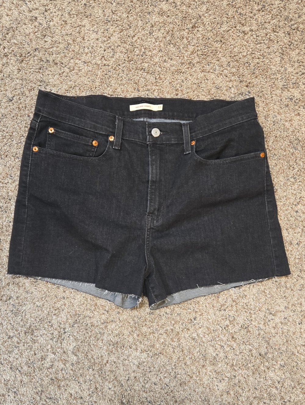 Levi's Black Denim High-Rise Cutoff Shorts